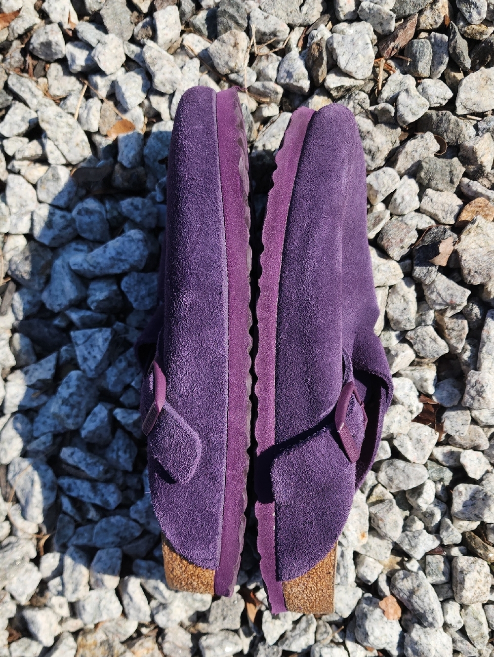 Birkenstock Boston Purple Suede Slip-On Clog with Adjustable Buckle Sz 7 Narrow - Picture 7 of 13